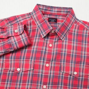 UNTUCKit Ojai Shirt Mens XL Red Plaid Relaxed Fit Button Front Cotton Casual